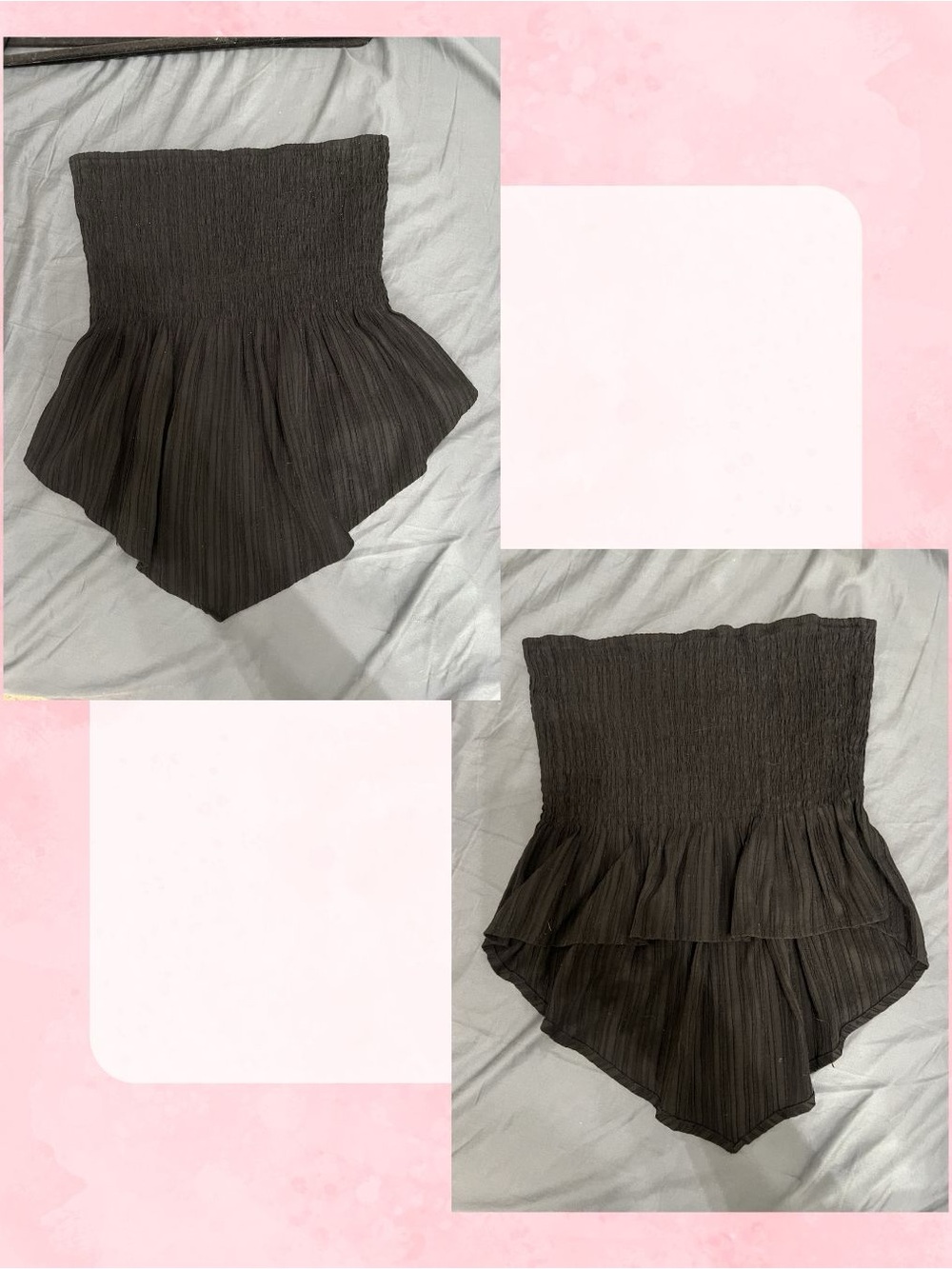 Black Smocked Ruffled Tube Top